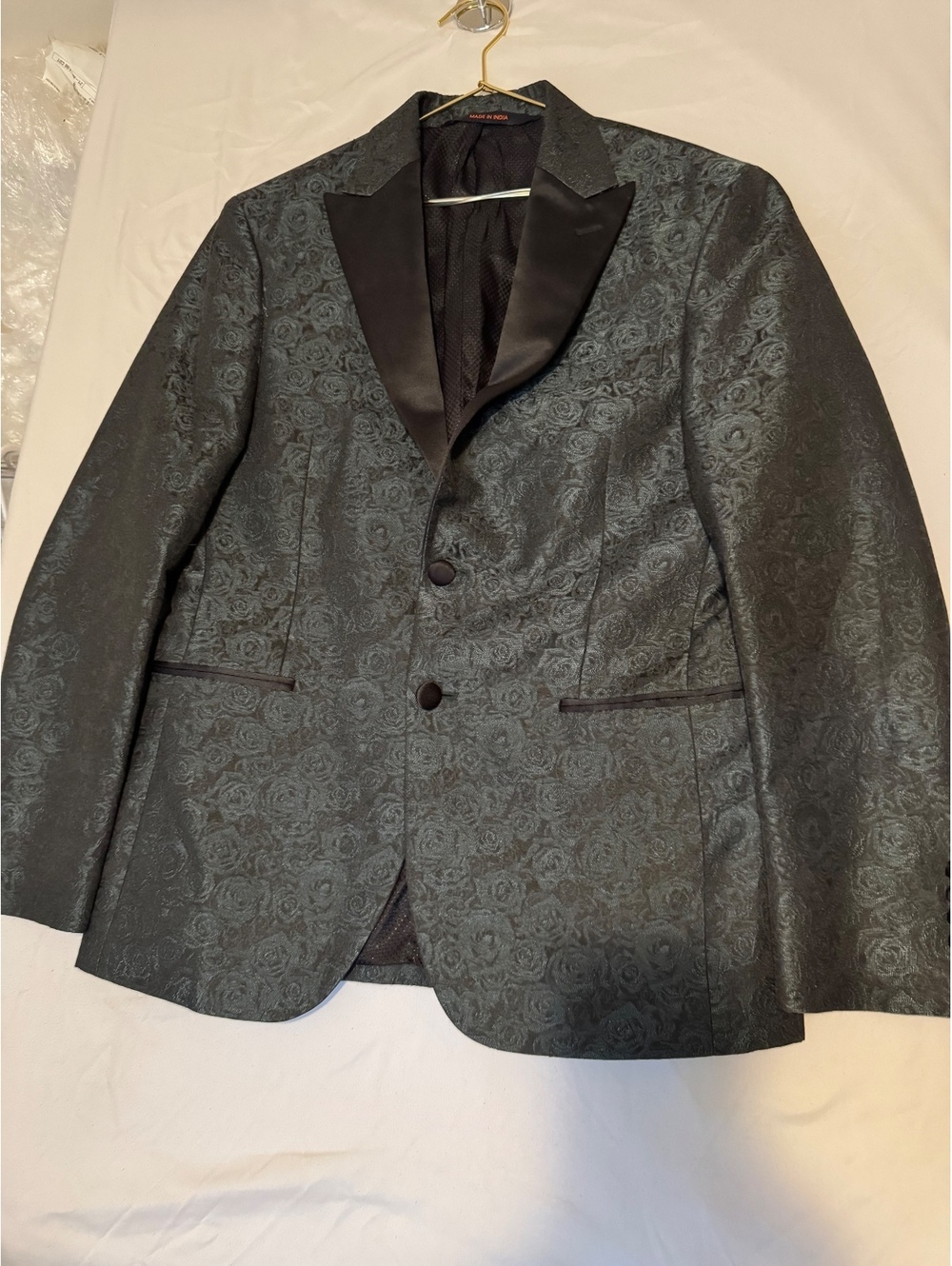 Egara Men's Slim Fit Floral Jacquard Tuxedo Dinner Jacket Blazer 38 short